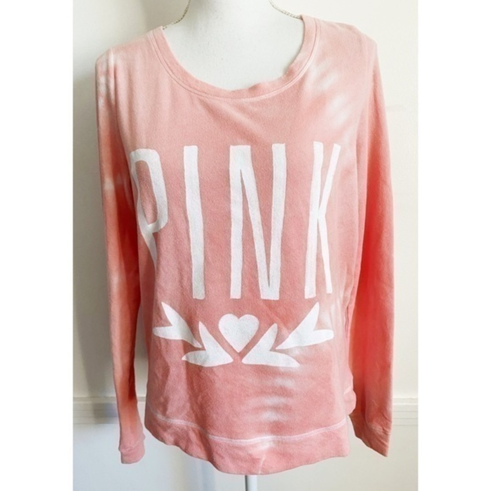 Pink VS • Pink White Tie Dyed Sweatshirt